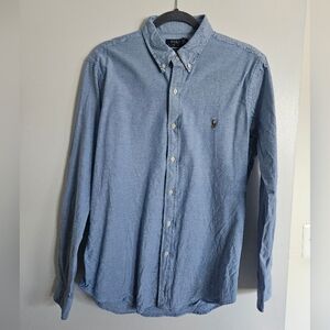 Ralph Lauren Men Slim Fit CHAMBRAY OXFORD Long Sleeve Button Shirt Men’s L Blue